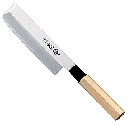 Coltello Usuba affilatura simmetrica cm 18 linea Bunmei di Global con manico in legno Honki