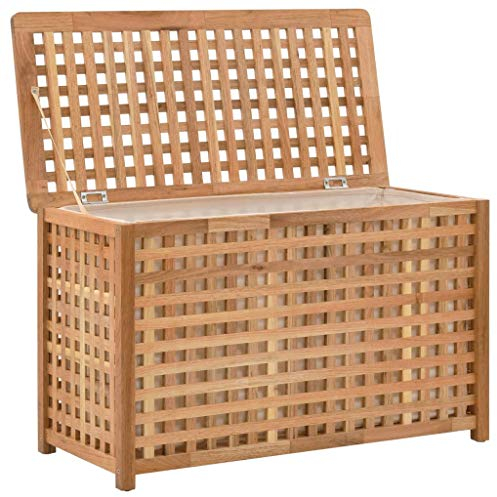 Tidyard Wäschetruhe Wäschebox Wäschekorb Massivholz und Sperrholz Wäschesammler mit luftdurchlässigem Deckel und herausnehmbaren Wäschesack für Handtücher, Wäsche, Natur