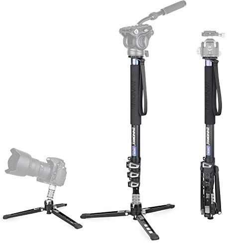 INNOREL VM70K Professional Video Monopod & Video Fluid Head Kit Removable Tripod Base and Flexible Monopod Stand for DSLR Telescopic Camera Camcorders NOT Include Head(Monopod Only)