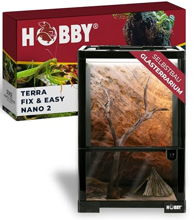 Hobby Terraristik Fix und Easy Nano 2 I Geeignet für die Haltung Kleiner Amphibien und Insekten I Mit wasserdichtem Boden und Schwingtüren I Ideal für Anfänger und Profis I Schwarz