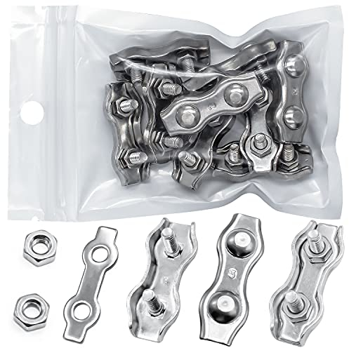 YYWEi Duplex Klemme 3mm Drahtseilklemme 304 Edelstahl Seilklemme für Drahtseile Rostfrei Kabelklemme Markise Fixiert (10 Stück)