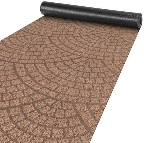 ANRO Teppich Läufer Küchenläufer Küchenteppich Läufer Flur Teppich Velours rutschfest waschbar für Flur, Schlafzimmer, Wohnzimmer, Küche Davis Braun 50 x 200cm