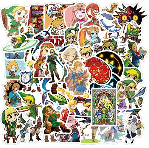 Pack of 50 for Games The Legend of Zelda Stickers Laptop Phone Guitar Skateboard Notebook Car Motorcycle Bicycle Vinyl Stickers Waterproof Anime Zelda Stickers for Teenagers Children Adults