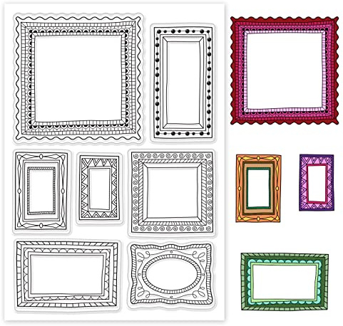 PandaHall Frame Journal Briefmarken Crafts Frame Stamps Silikon Siegel Stempel Klarer Stempel Transparentes Dekorpapier Für Die Kartenherstellung Fotoalbum Dekoration Und DIY Scrapbooking 6.2x4.3 cm