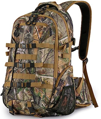 GoHimal 600D wasserdichter Jagdrucksack für Herren, Camouflage-Jagdrucksack mit Bogenhalter, Camo, 30L, Kompakt