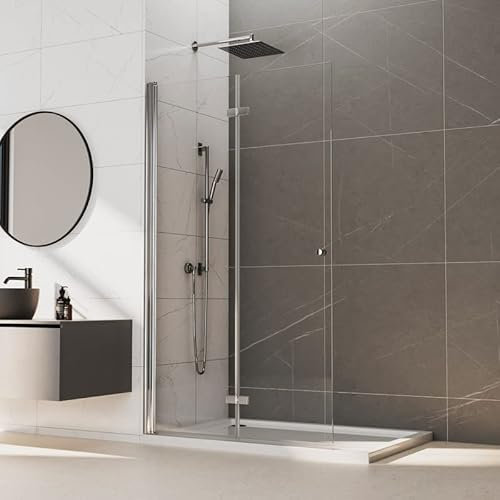 Duschwand Walk-In Dusche 76x185cm Falttür Glas Duschwand, Goezes Walk-in Duschabtrennung Duschtür Walk in Faltbar Duschtrennwand aus 6mm ESG Sicherheitsglas