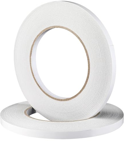OioTuyi 2 rotoli di nastro biadesivo resistente, 1 cm x 50 m, nastro biadesivo per artigianato, fai da te, foto, album di ritagli e altro ancora