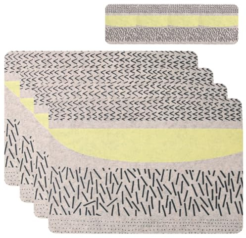 Casaido Platzset Filz,Placemat,4er Tischset,4er Filzuntersetzer,Tischsets Abwaschbar Platzsets aus Filz,Hitzebeständig rutschfest Platzdeckchen Tischunterlage