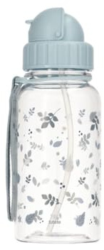 Tutete Kinder Trinkflasche mit Strohhalm | 500 ml, BPA-frei, Tritan, spülmaschinenfest | Luftdicht, robust und leicht zu reinigen | Ideal für Kinderzimmer und Transport | Blätter Blau