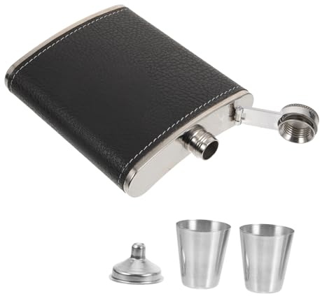 VINTORKY Petaca Acero Inoxidable 210 Ml Portátil con Tapa Sellada Antidesbordamiento Matraz de Metal para Licor y Whisky Adecuado para Exteriores y Obsequio en Set Vintage