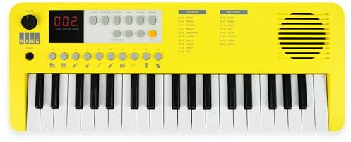 Axus 37 Mini Portable Keyboard I Sunshine Yellow - Roligt Elpiano För Nybörjare, Usb-C Eller Batteri