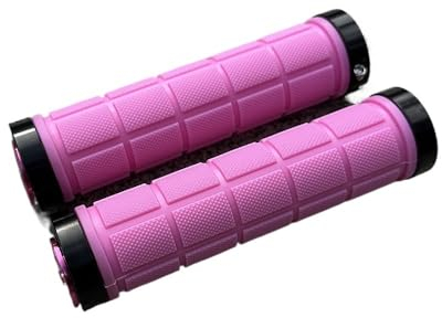 Fahrradgriffe Allzweck-Mountainbike-Griffe, Aluminiumlegierung, Schloss, Gummi, rutschfest, stoßdämpfend, zusammenklappbar, for MTB-Fahrradgriffe Lenkergriffe Fahrrad(Pink)