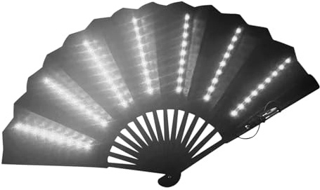 Jubepk Tragbarer Ventilator mit Licht, beleuchteter -Handventilator, tragbares -Zubehör, Mehrzweck-Faltventilator für Auftritte, Bauchtanz