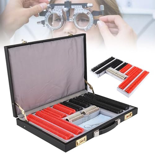 Naturalpowev Optical Trial Lens Set, 266 PCS Trial Lens Set with Leather Password Box, Easily-Distinguished Lenses, Use for Optometrists, Vision Testers and Household