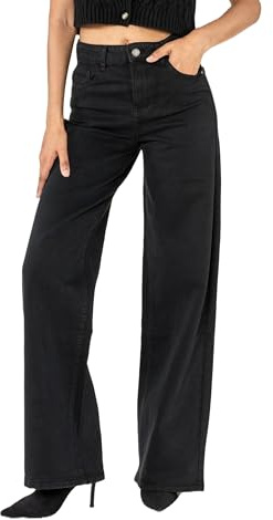 Nina Carter J251 - Jeans de cintura alta para mujer, pierna ancha, acampanados, elásticos, aspecto usado, M Slim