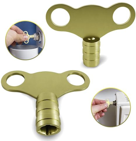 WedDecor Solid Brass Radiator Bleed Key, Pack of 2 Universal 5mm Heavy Duty Radiator Key UK, Radiator Valve Clock Caps Key for Bleeding Air Vent, Heater Bleeding Key UK Plumbing Tools & Equipment