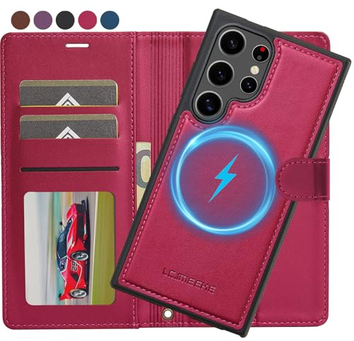Ailicici für Samsung Galaxy S24 Ultra Hülle, [Abnehmbar] 2-IN-1 Abnehmbare magnetische Hülle, Kabelloses Laden, Kartenfach Leder Case, Handyhülle RFID Klapphülle, Schutzhülle für Samsung S24 Ultra 5G