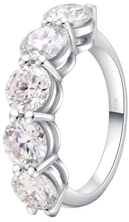 Wycian Hochzeit Ringe Platin, Trauringe Weißgold 14K Moissanit Weißgold 0.4CT 4.5mm Weiß Runde Form Größe 53 (16.9) für Damen Vatertag