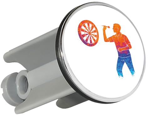 Huuraa Waschbeckenstöpsel Darts Bunte Silhouette Geschenk | Universal Stopfen 4cm höhenverstellbar Abflussstopfen Geschenkidee Stöpsel mit Motiv für das Waschbecken
