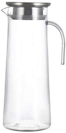 DINHEAROM Jarra De Agua Helada De Acrílico Transparente 1,2 l Con Tapa De Acero Inoxidable Para Cocina Hogar Oficina Bebida