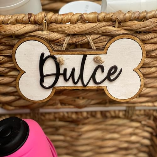 Personalizzato Wooden Dog Bone Name Tag - Personalizzato Placa Nome Animale per Cassetta per Cani - Segno Rustico per Amanti dei Cani (Stile 1)