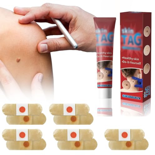 DIFLAX Set per la Rimozione dei Tag Cutanei, Crema per Tag Cutanei, Cerotti per Tag Cutanei, Rimozione dei Calli, Naturo, Senza Irritazione, Per Mani, Piedi e Viso, Per Adulti e Bambini
