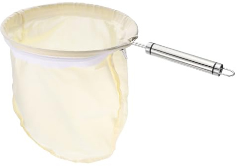 QUARKZMAN 1 Bolsa de Filtro de Café de Tela, Filtro de Café de Calcetín, Colador de Café Reutilizable con Mango de Acero Inoxidable, Grande, Amarillo