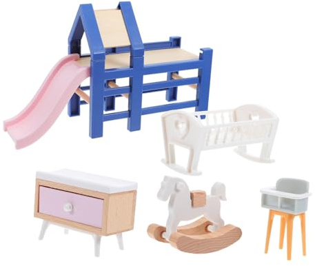 Alipis 1 Ensemble Comprenant Un Lit Garçon Fille Un Toboggan Tabouret Accessoires de Jeu Imaginatif pour Garçon Fille