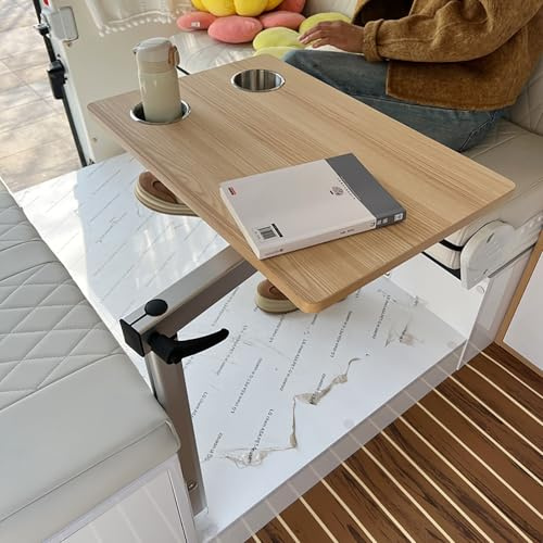 Nordivo Wohnmobil-Wandklapptisch,Wohnmobiltische Klappbar,Bootstisch 4 Getränkehaltern,RV Faltbare Wohnmobil-Picknicktische,Abnehmbare Wohnmobil-Tische,Teleskop Marine Caravan Bootstisch