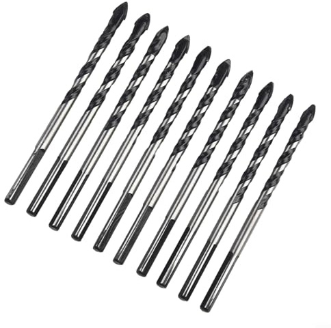 Juego de 10 brocas de carburo de 6 mm para aplicaciones de ladrillo, vidrio, mármol y hormigón (10 piezas)