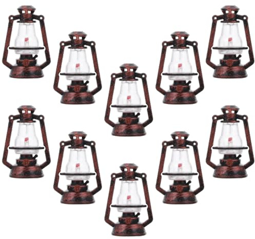 CLISPEED Miniature Kerosene Lamp Ornament 2.17In Retro Lantern Light Decor 10Pcs Set for Xmas Halloween Party Home Decorations