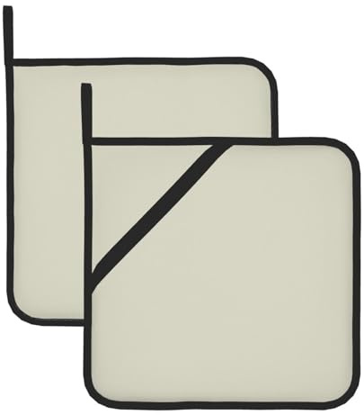Set di due presine quadrate resistenti al calore con stampa di sabbia bianca, 20,3 x 20,3 cm, tessuti di qualità, antiscottatura e facili da pulire