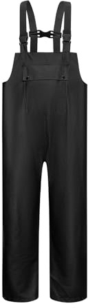 Crivce Waterproof Work Bib Overalls for Men, Heavy Duty Rain Pants Fishing Construction Waterproof Trousers Rain Gear Black XXL