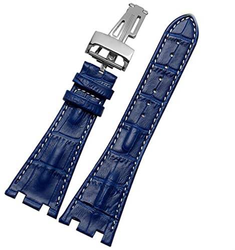 Bracelet de Montre en Cuir de Crocodile avec Boucle Pliante, 28mm, pour AP 15703 26470SO Royal Oak Offshore, Bracelet de Montre de Sport pour Hommes