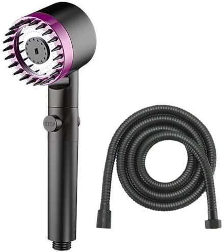 Cabezal de ducha portátil con 3 ajustes de velocidad, filtro de ducha morado para cabeza, accesorios de baño, cabezal de ducha ajustable para relajación y experiencia de spa