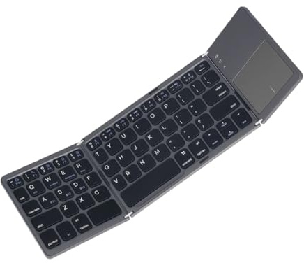 Tosuny Tastiera Bluetooth Pieghevole con Touchpad, Tastiera Wireless Portatile, Spegnimento e Riattivazione Automatici, Tastiere Pieghevoli Ricaricabili, Collega Fino a 3 Dispositivi, (GREY)