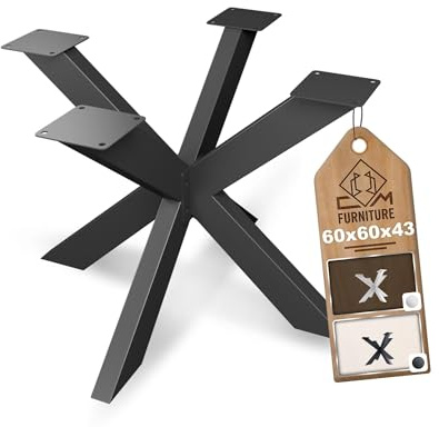 CM Furniture Couchtisch Gestell Tischbeine Tischgestell Hoch 43 cm Metall Schwarz für Rund/Quadratisch Massiv Tischplatte Holz Glass Spider/Spinnen Premium DIY Projekt Untergestell Wohnzimmer Garten