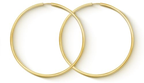 EDELIND Creolen Gold 333 585 Echtgold 60 mm - Groß Ohrringe 2 mm breit, auch 375 750 Gelbgold - für Damen - mit edler Geschenkbox