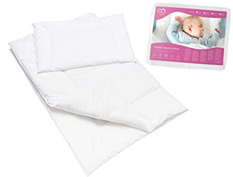 Baby Comfort 2-teiliges Bettdecken- und Flachkissen-Set für Babybett, Kinderwagen, 100% Polycotton (80 x 70 cm)