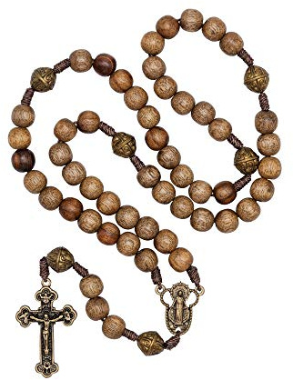 Intercession™ Our Father Sacred Handmade Solid Wood Rosary (Our Lady - Walnut)