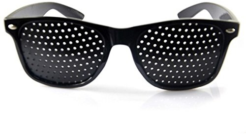 Esoes Modische Lochbrille, spezielle Übung, Augenpflege, Sehvermögen, Unisex, niedriges Sehtraining, Augenschutz, Anti-Ermüdung, Stenopeic, Schwarz