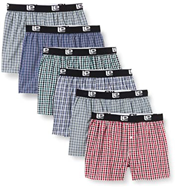 Lower East Amerikanska boxershorts med resår i midjan, Herr, Klassisk rutig (6-pack), 3XL