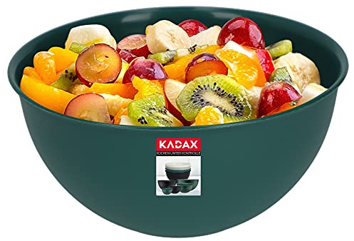 KADAX Schüssel aus Kunststoff, Salatschüssel, stapelbare Rührschüssel, Plastikschüssel, Küchenschüssel, runde Servierschüssel für Küche, Salat, Teig, spülmaschinenfest (1L, grün)