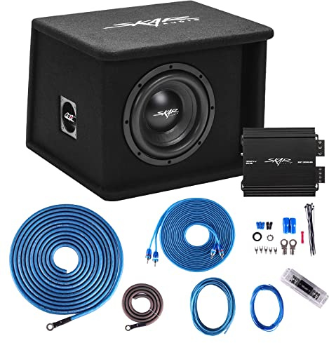 Skar Audio Single 8 Complete 700 Watt SDR Series Subwoofer Bass Package - Includes Loaded Enclosure with Amplifier