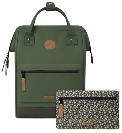 Cabaïa - Adventurer Rucksack Seoul Medium 18L - Wasserabweisend - Laptopfach bis zu 13 Zoll - 2 Vordertaschen - vegan zertifiziert - Rucksack für Reisen und Arbeit, Damen & Herren - Grün