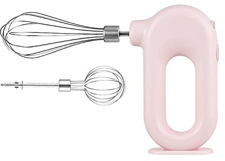Lihuzmd Batidor eléctrico, Manual y Estable, batidora automática de Crema Batida, pequeñas Herramientas para Hornear para el hogar,Rosado