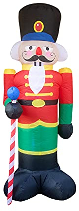 RTWAY Soldado cascanueces inflable gigante de Navidad de 8 pies, decoración al aire libre, soldado inflable de Papá Noel con 3 luces LED, decoración de patio inflable para patio, césped, jardín