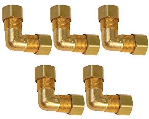 Highcraft D65-58-OM-5 Compression 90° Elbow Pipe Fitting 5/8 OD. Connection Brass (Pack of 5)