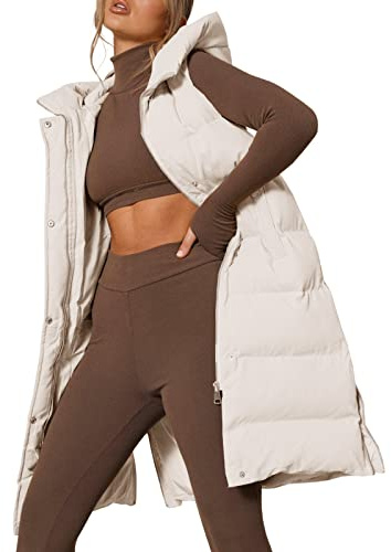 Inorin Womens Down Vest with Stand Collar Sleeveless Thick Hooded Sleeveless Winter OutwearLong Coats Jacket