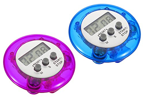 PATIKIL Round Digital Timer, Small Count Down/UP Clock with Magnetic, Big LCD Display Loud Sounds Minute Second Kitchen Timer for Games, Cooking, Blue Purple